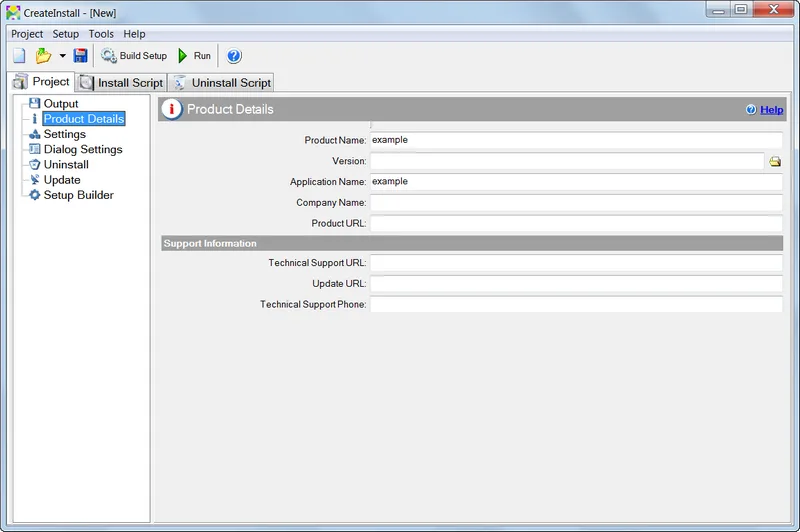CreateInstall Product Details screen with project tree and installation script tabs; publisher gallery illustration.