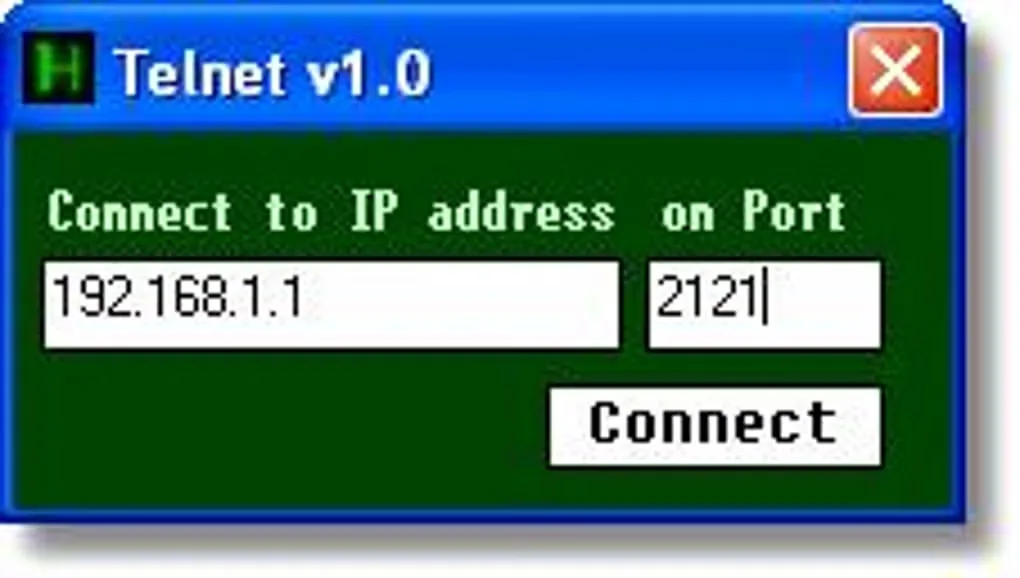 HackTheGame in-game Telnet dialog with IP address and port fields and a Connect button