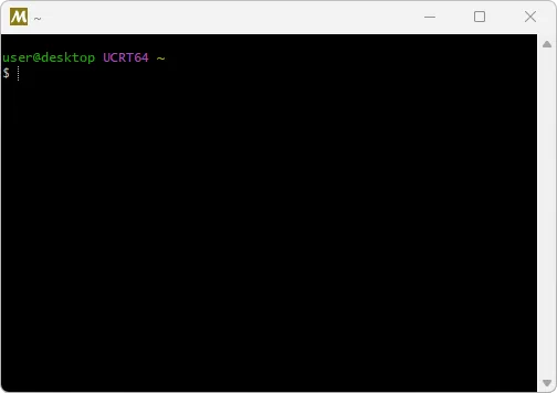 MSYS2 terminal window showing a UCRT64 Bash prompt on Windows