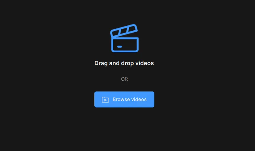 Topaz Video AI import screen with Drag and drop videos instructions and a Browse videos button, as shown in the publisher's legacy guide